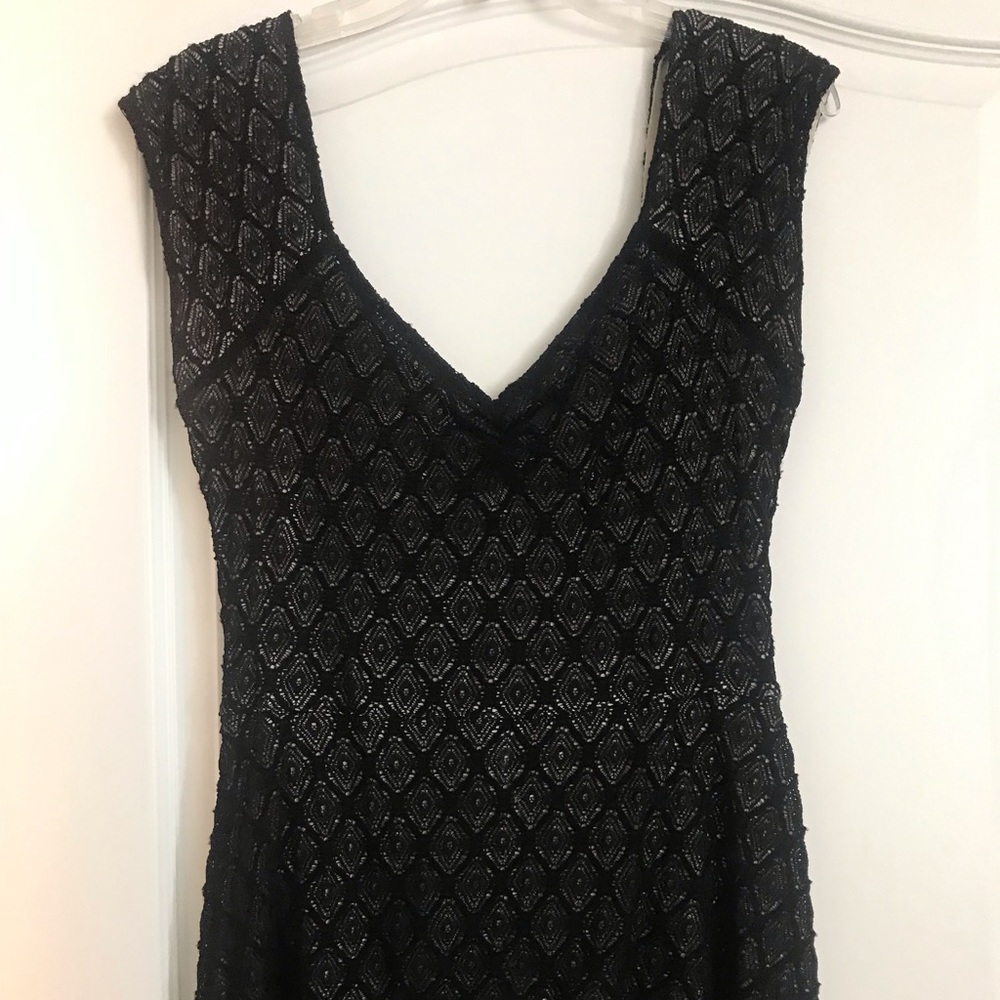 Anthropologie Black Sheer Lace Top